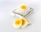 An egg slicer and sliced â€‹â€‹egg