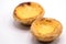 Egg tart with custard cream isolate on white background.