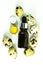 Egg whey in small glass bottles on a white background. Essential oil of quail eggs. Egg facial serum in a cosmetic bottle.