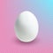 Egg with white eggshell and nice shadow isolated on colorful transparent background. Easter, new life symbol.