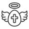 Egg with wings and cross line icon, Happy Easter concept, Holy Easter symbol on white background, Egg as winged angel