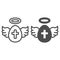 Egg with wings and cross line and solid icon, Happy Easter concept, Holy Easter symbol on white background, Egg as