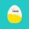 Egg and yellow shell. Happy easter. Easter card