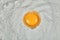 Egg yolk on flour. Preparation for bake