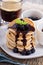 Eggless pancakes with blueberries and chocolate