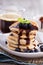 Eggless pancakes with blueberries and chocolate