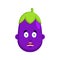 Eggplant afraid emotion avatar. Purple Vegetable fear of Emoji.