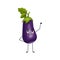 Eggplant character with emotions of hero, brave face