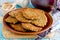 Eggplant couscous patty cakes, pan fried snack pancakes from minced eggplant