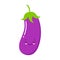 Eggplant cute kawaii vector character. Happy vegetable with smiling face. Laughing aubergine. Funny emoji, emoticon, smile