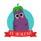Eggplant, cute vegetable vector character badge