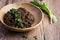 Eggplant dip with mushrooms, healthy vegan appetizer