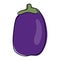 The eggplant is drawn with a single black line. Doodle style. Under the main line is a purple spot with a flare. Linear