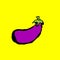Eggplant grunge icon. Vector hand drawn illustration.