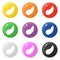 Eggplant icons set 9 colors isolated on white. Collection of glossy round colorful buttons. Vector illustration for any design
