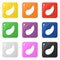 Eggplant icons set 9 colors isolated on white. Collection of glossy square colorful buttons. Vector illustration for any design