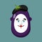 Eggplant mime avatar. Purple vegetable pantomime emoji. Vector i