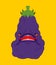 Eggplant monster GMO mutant. Angry  Purple Vegetable with teeth. Hungry Alien Food vector illustration