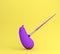 Eggplant is painted purple color with paintbrush on a yellow background. minimal idea food concept. An idea creative to produce w