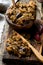 Eggplant paste in a wooden bowl