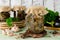 Eggplant preserve in glass jar on a wooden table