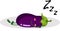 Eggplant purple funny mascot sleeping