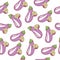 Eggplant seamless pattern. Vector graphic art background with au