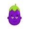 Eggplant smiles emotion avatar. Purple Vegetable. Vector illustration