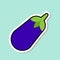 Eggplant Sticker On Blue Background Colorful Vegetable Icon