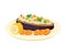 Eggplant Stuffed with Rice and Vegetables Served on Plate Vector Illustration