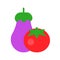Eggplant and tomato vector, Barbecue related flat style icon