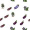 Eggplant Vitamin Bio Vegetable Vector Seamless Pattern