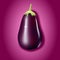 Eggplant, whole fruit. Photo realistic eggplant. Bright Fruits With the Mesh Tool Effect. Vegan food.