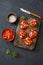 Eggplants, tomatoes , sweet peppers and ricotta snack