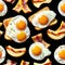 Eggs bacon toast morning breakfast nutrition isolated seamless