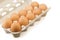 Eggs in carton isolated