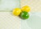 Eggs chicken yellow and green on a decorative background, Easter, object, group of objects, macro, postcard