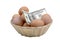 Eggs easter money wealth food banking investment inflation isolated white background treasure egg nest basket cash growth revenue