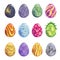 Eggs of fantasy dragon or dinosaur bright set