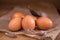 Eggs from farm to the market for raw material to cooking by chef