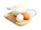 Eggs and flour ingredients for dough preparation