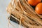 Eggs, flour and wheat branches the basic ingredients of bread. focus selective