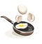 Eggs frying on the hot pan. vector