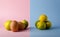 eggs and lemon concept over a creative modern backgroun