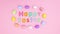 Eggs move in circle around Happy Easter text. Stop motion