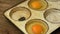 Eggs in old heavy duty steel frying pan