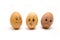 Eggs painted with emotions, psychology, feelings, communication and perception white background
