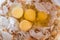 Eggs Separated yolks from whites in a bowl with breadcrumbs to make bread dumplings, Germany