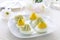 Eggs stuffed with cheese and avocado mousse-Easter appetizer