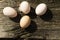 Eggs on a wooden background in sunlight, chicken eggs.